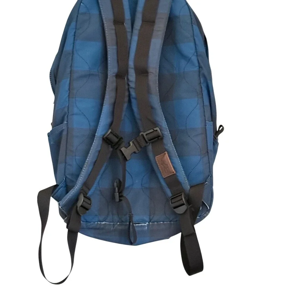 Polo Ralph Lauren Blue Plaid Backpack Bookbag Laptop School Travel Bag